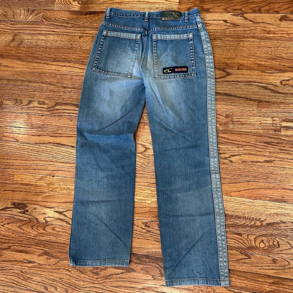 Side Seam Jean Front Patch Pocket Utility Relaxed Medium Wash 30" Edgy Cool Girl - Picture 5 of 13
